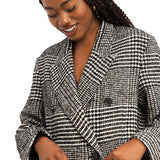 Oversized Long Coat In Black And White Houndstooth Check