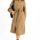 Wool Belted Coat In Beige