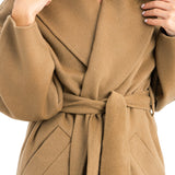 Wool Belted Coat In Beige