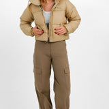 Columbia Puffect Cropped Jacket In Beige