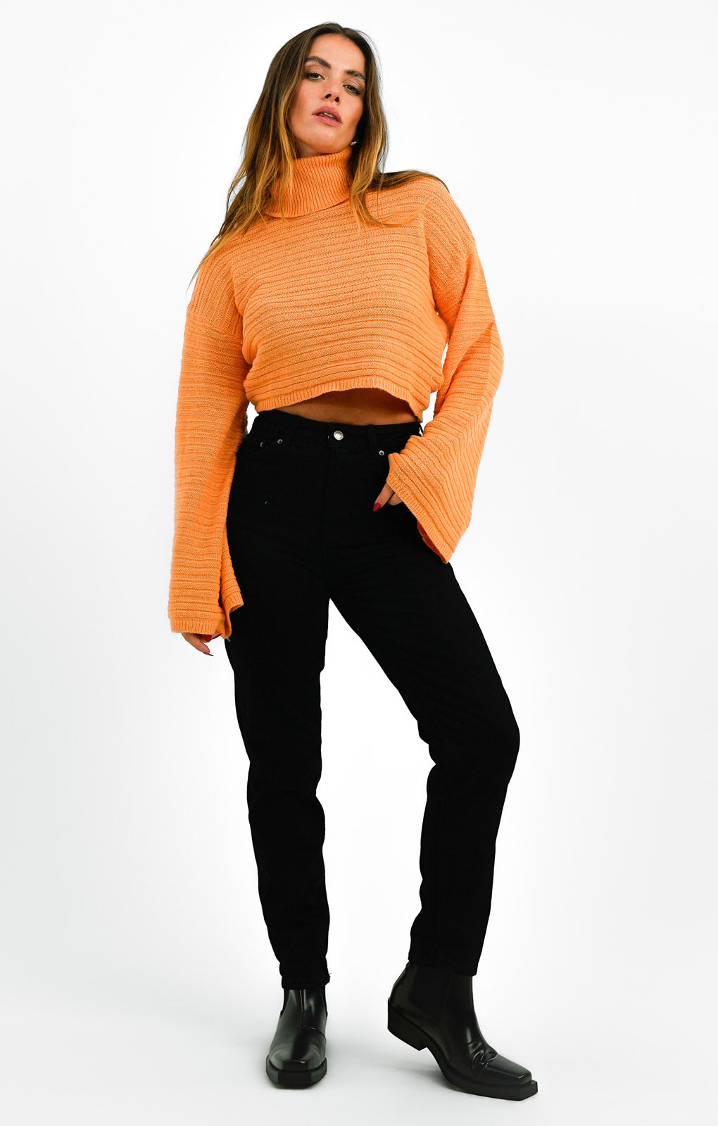 NA-KD Wool Blend Turtle Neck Jumper In Multi