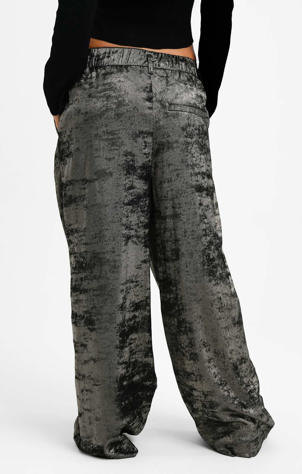 Free People Wide Leg Trousers In Metallic Gunmetal Grey