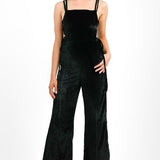 Free People Velvet Tie-Side Dungaree Jumpsuit In Black