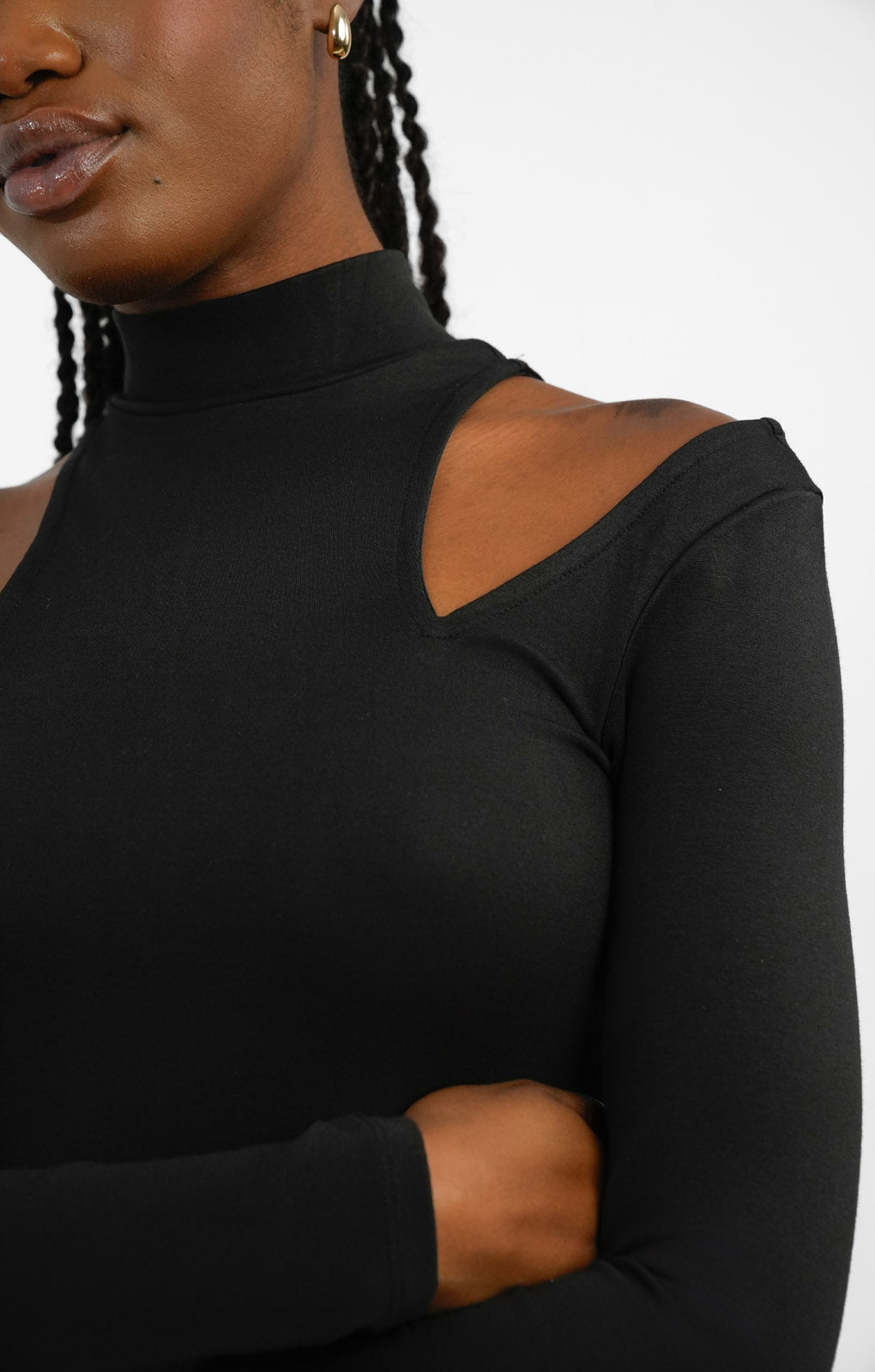 Edited Wide Leg Jumpsuit With Shoulder Cut Outs In Black