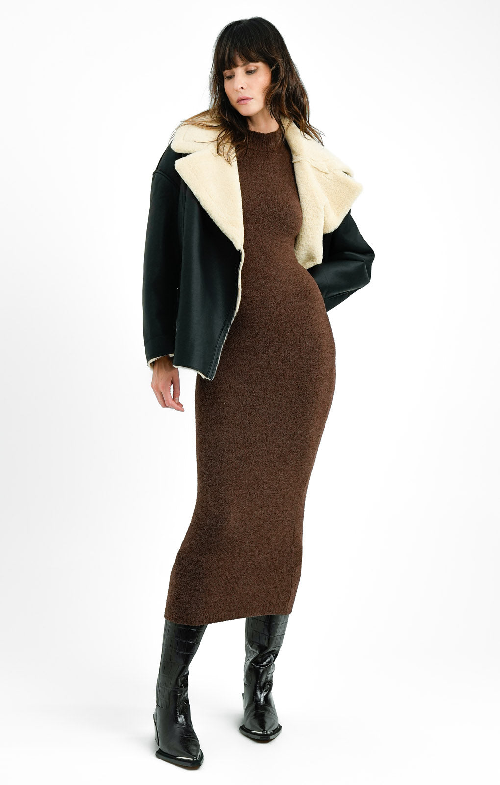 Edited Aviator Coat With Borg Lining In Black