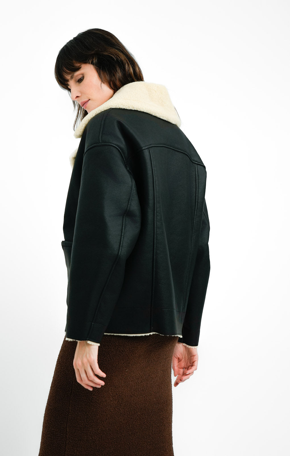 Edited Aviator Coat With Borg Lining In Black