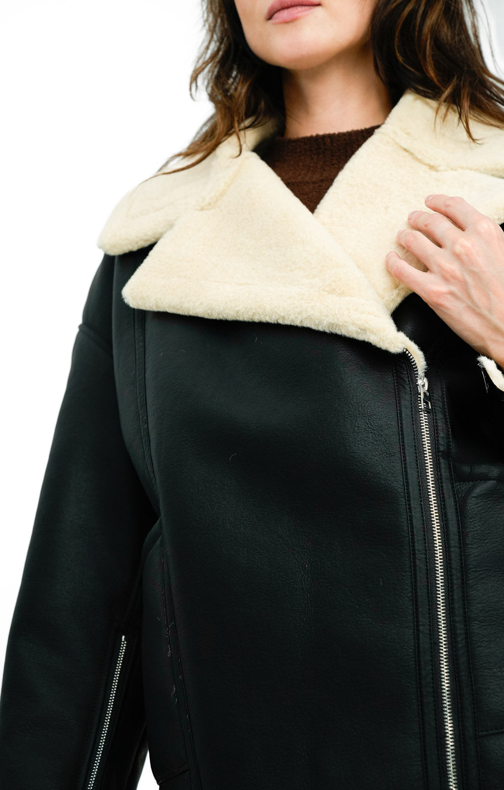 Edited Aviator Coat With Borg Lining In Black