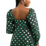 Nobody's Child Mary Babydoll Mini Dress In Emerald Green Taffeta Spot