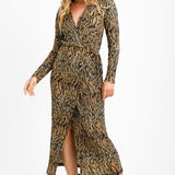 Edited Wrap Front Midi Dress In Tiger Print