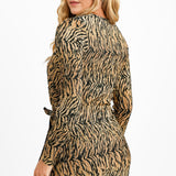 Edited Wrap Front Midi Dress In Tiger Print