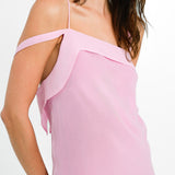 Topshop Two Tone Midi Slip Dress In Blush Pink