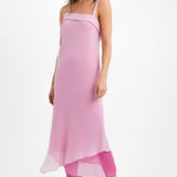 Topshop Two Tone Midi Slip Dress In Blush Pink