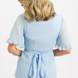 Maya Embroidered Wrap Dress In Baby Blue