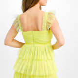 Anaya Petite Cami Ruffle Tiered Mini Dress In Lime