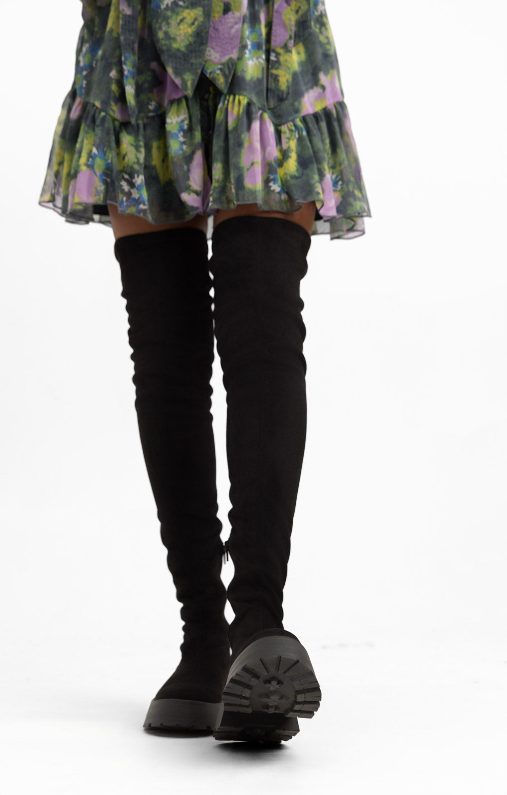 ASOS DESIGN Kingsley Over The Knee Boot In Black Micro