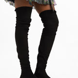 ASOS DESIGN Kingsley Over The Knee Boot In Black Micro