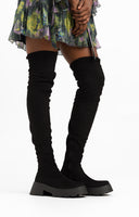 ASOS DESIGN Kingsley Over The Knee Boot In Black Micro