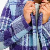 Helene Berman Ruth Long Blanket Coat In Blue