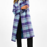 Helene Berman Ruth Long Blanket Coat In Blue