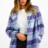 Helene Berman Ruth Long Blanket Coat In Blue