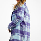 Helene Berman Ruth Long Blanket Coat In Blue