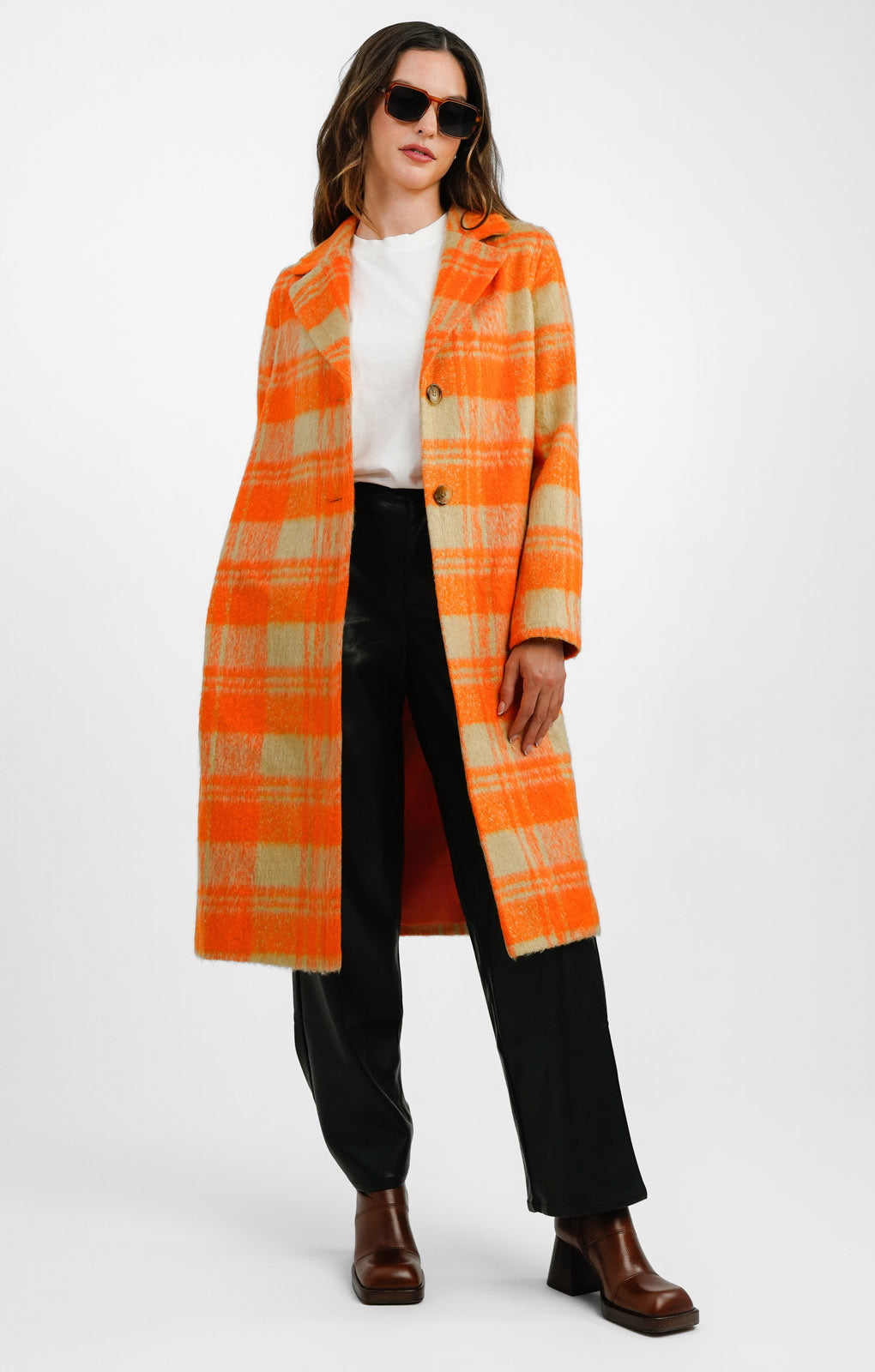 Helene Berman Slim Button Through Coat In Orange