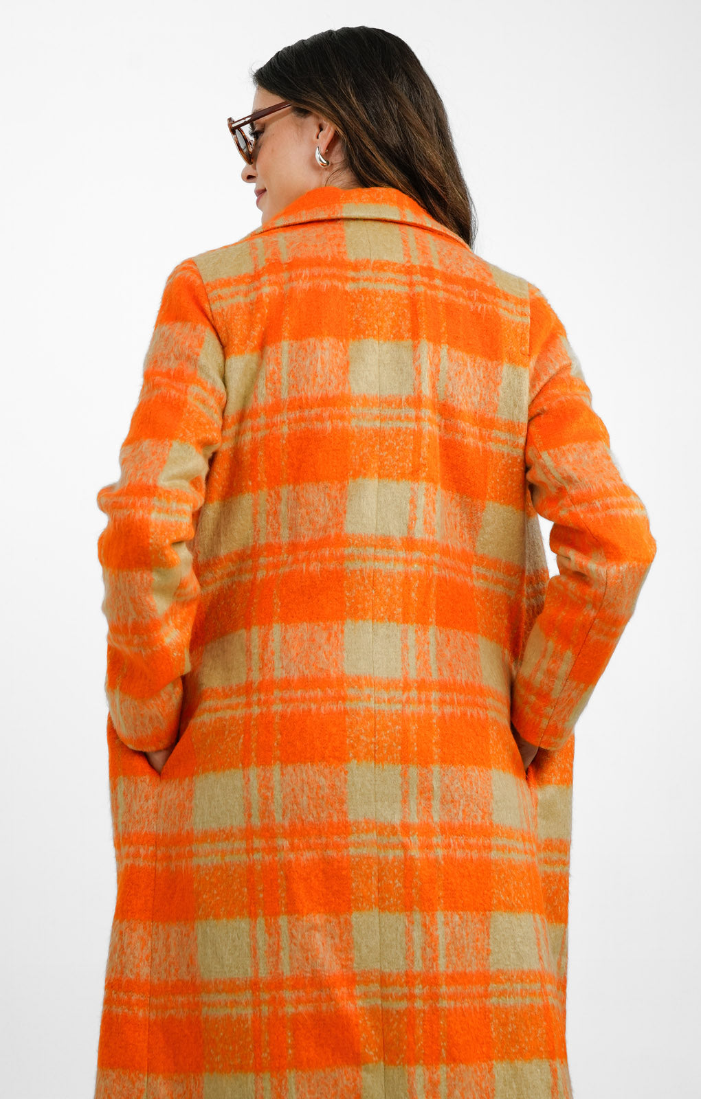 Helene Berman Slim Button Through Coat In Orange