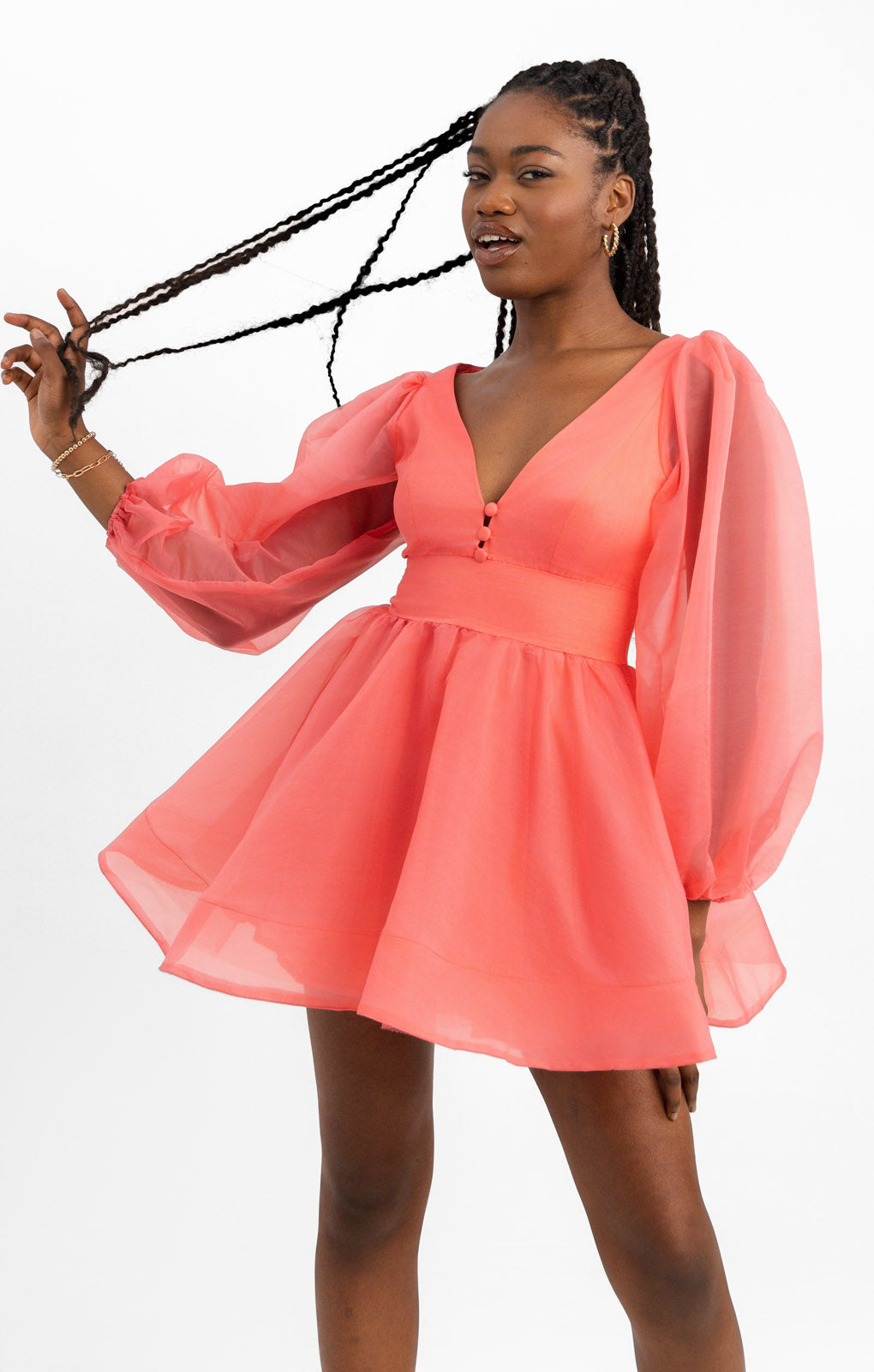 bardot pink dress long sleeve Bardot mesh long sleeve maxi dress in pink