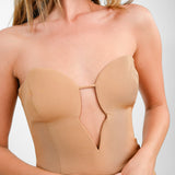 Bardot Shaped Plunge Midaxi Dress With Split In Mocha