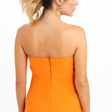 ASOS DESIGN Washed Folded Bandeau Midi Dress In Orange