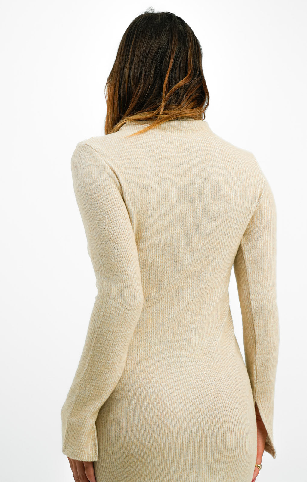 Topshop Rib Column Midi Dress In Cream