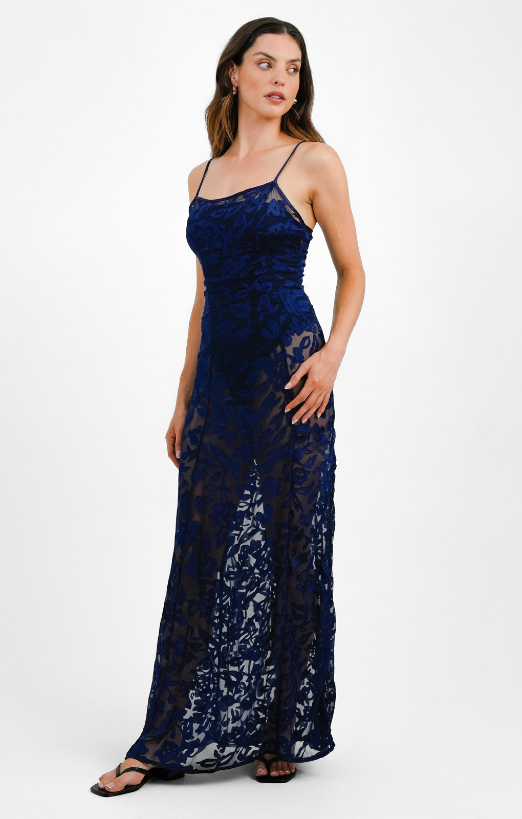 NA-KD X Mimi Ar Strap Detail 90'S Midi Dress In Blue Floral