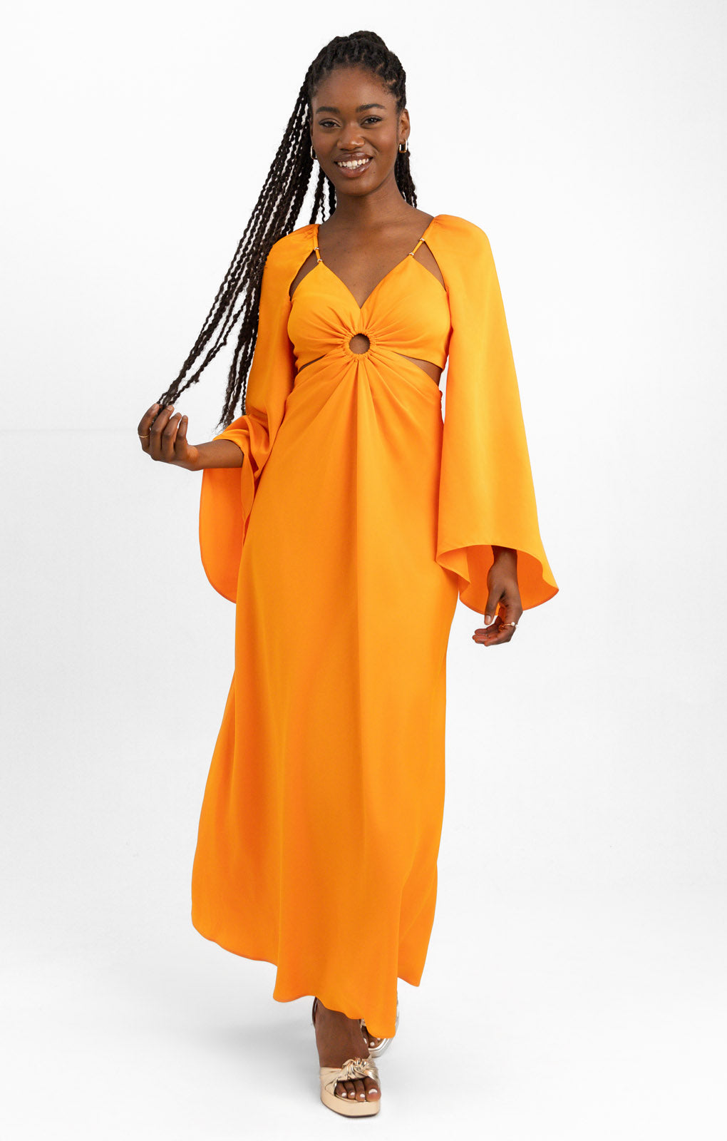 Rent Forever New Long Sleeve Cut Out Maxi Dress In Orange | Hirestreet Rent Forever New Long Sleeve Cut Out Maxi Dress In Orange | Hirestreet