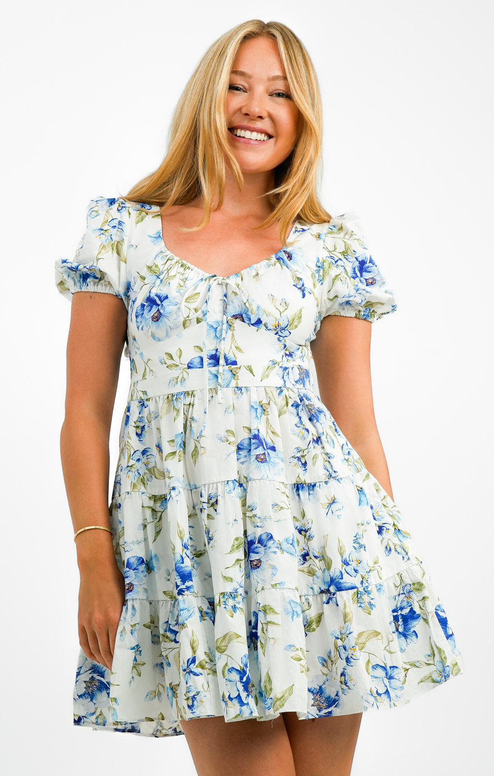 Forever New Puff Sleeve Mini Dress In Ivory Floral