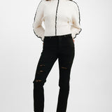 Armani Exchange Ripped Boyfriend Fit Jeans In Black