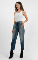 Armani Exchange Mom Fit Jeans In Mid Wash Blue