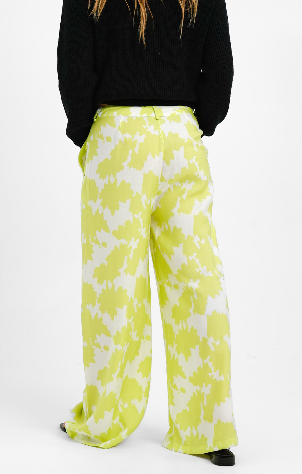 Armani Exchange Print Wide Leg Trousers In Green