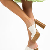 Jeffrey Campbell Luna Luv Wooden Platform Mules In White
