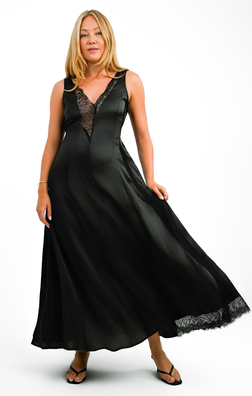 Topshop Satin And Lace Chuck On Midi Dress In Black