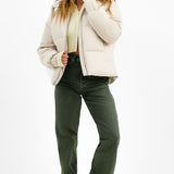 Abercrombie & Fitch Satin Nylon Puffer Jacket In Light Grey