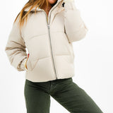 Abercrombie & Fitch Satin Nylon Puffer Jacket In Light Grey