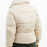Abercrombie & Fitch Satin Nylon Puffer Jacket In Light Grey