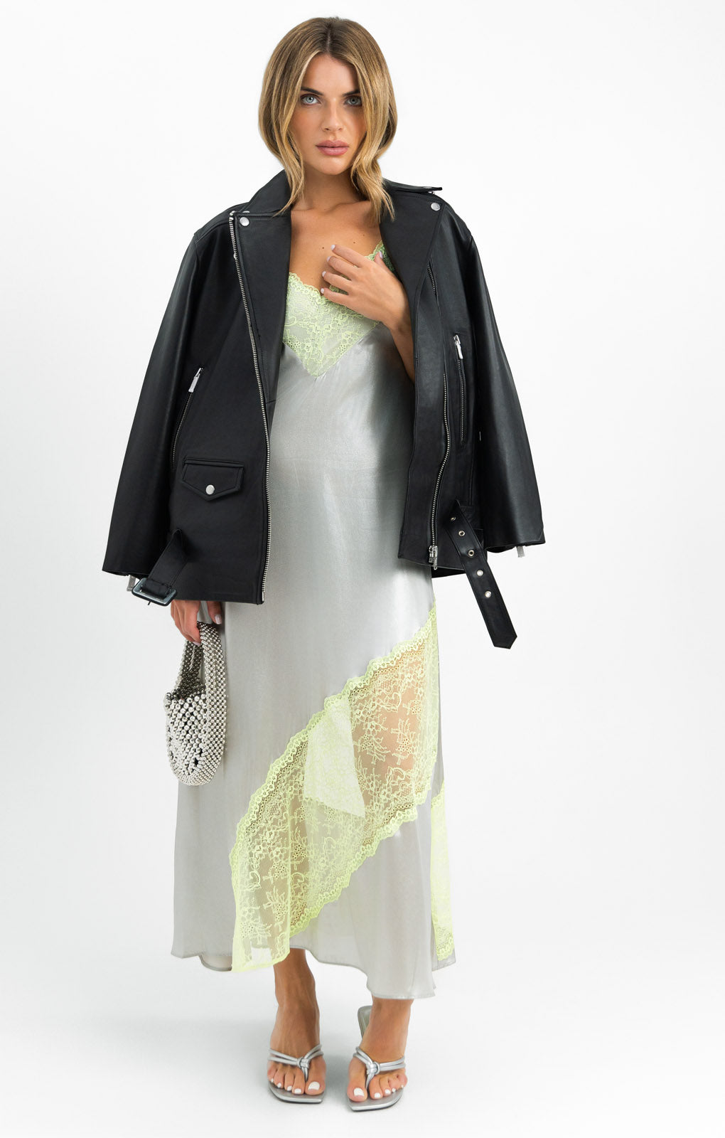 Muubaa Oversized Longline Leather Jacket In Black
