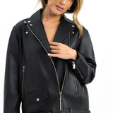 Muubaa Oversized Longline Leather Jacket In Black