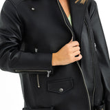 Muubaa Oversized Longline Leather Jacket In Black