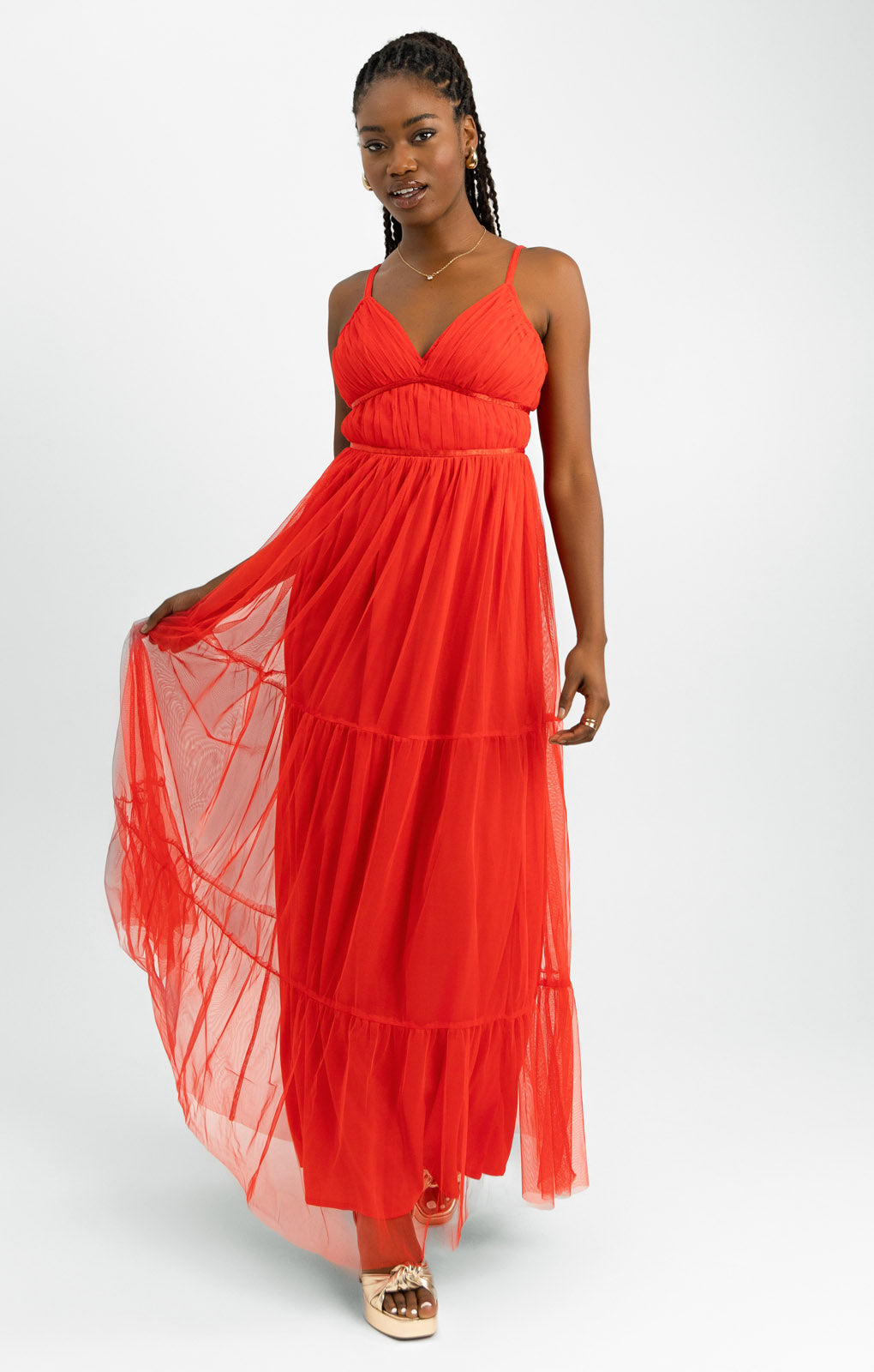 Rent Anaya Tulle Maxi Dress With Tiered Skirt In Bright Red | Hirestreet Rent Anaya Tulle Maxi Dress With Tiered Skirt In Bright Red | Hirestreet