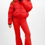 Topshop Sno Ski Hooded Puffer Jacket In Red