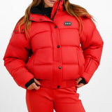 Topshop Sno Ski Hooded Puffer Jacket In Red