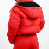 Topshop Sno Ski Hooded Puffer Jacket In Red