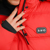 Topshop Sno Ski Hooded Puffer Jacket In Red